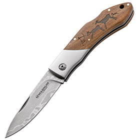 Boker Magnum Caveman Damascus Lockback: BK-BOM01RY818DAM