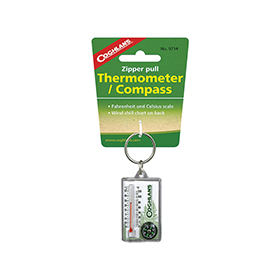 Coghlan's Zipper Pull Thermomter/Compass: BK-CGN9714