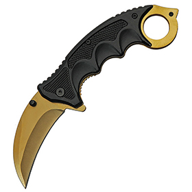 China Made Gold Karambit Linerlock A/O: BK-CN300497GD