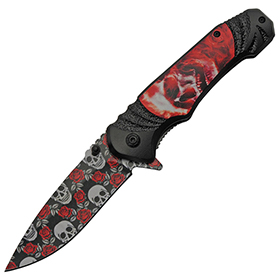 China Made Rose Skull Linerlock: BK-CN300505