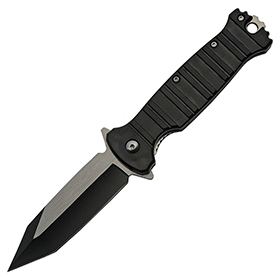 China Made Stripe Linerlock A/O Black: BK-CN300510BK