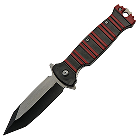 China Made Stripe Linerlock A/O Red: BK-CN300510RD