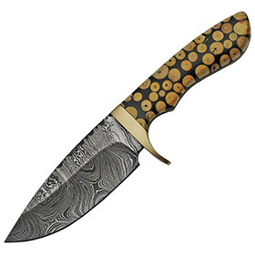 Damascus Fixed Blade Knotted Wood: BK-DM1210