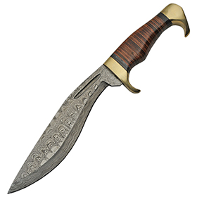 Damascus Kukri Stacked Leather: BK-DM1232