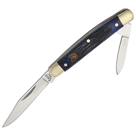 Hen & Rooster Pen Knife Blue Pick Bone: BK-HR302BLPB