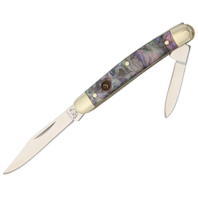 Hen & Rooster Pen Knife Imitation Abalone: BK-HR302IAB