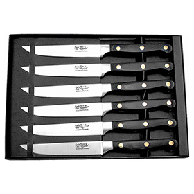 Hen & Rooster Steak Knife Set Black Wood: BK-HRI009