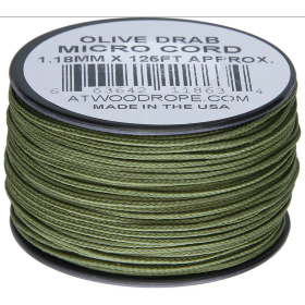 Atwood Rope MFG Micro Cord 125ft Olive Drab: BK-RG1280