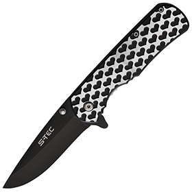 S-TEC Heart Linerlock Black A/O: BK-STT271406BK