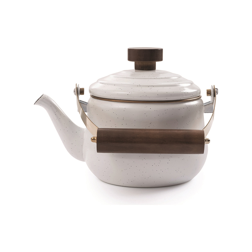 Barebones Living Enamel Teapot Eggshell: BK-BARE398V1