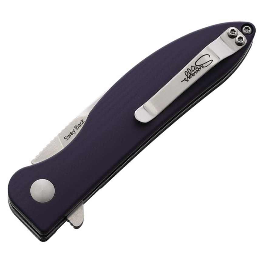 Kizer Cutlery Sway Back Button Lock Purple: BK-KIV3566N1V3